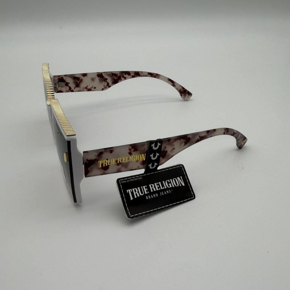 True Religion Oversized‎ Square Sunglasses – White & Marble Frame - Picture 10 of 12